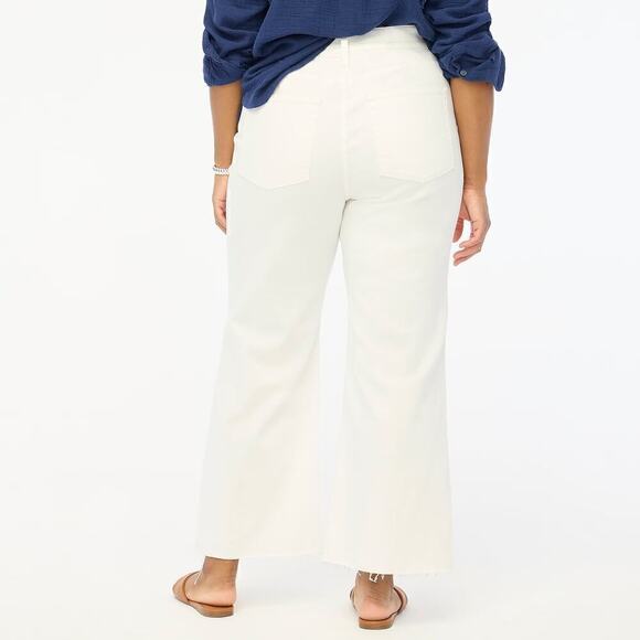 J. Crew Wide Leg Crop Jeans  All-Day Stretch High Rise Seashell White NWT 32 - Picture 3 of 14